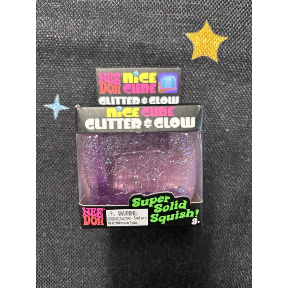 NeeDoh Nice Cube Glitter and Glow PURPLE Stress Reliever Fidget Toy